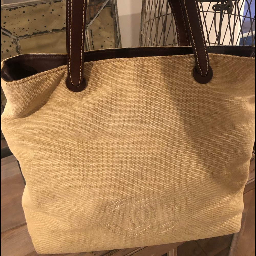 CHANEL Beige and Brown Satchel